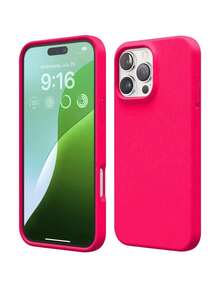 1个奢华荧光无线充电手机壳，兼容 17 Air 16 15 14 13 12 11 Pro Max Plus | 液态硅胶 | 超薄防震保护壳 | 手机 - 玫紅色 - 查看 3