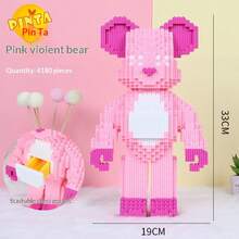 3680片DIY迷你积木模型，拼装拼图，恶魔熊系列，优质材料，附赠积木锤，创意玩具，解压益智，适合作为情人节、生日、节日、圣诞节礼物 - 彩色 - 查看 6