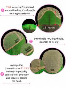 SALLYWELL 24 Inch Straight Synthetic Wig With 13x4 High Definition Lace Front, Pre-Cut Hairline, Fruit Green Color - Mint Green - View 6