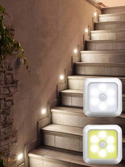 6pcs Motion Sensor Lights, LED Sensor Lights, USB Rechargeable/Battery Operated Cabinet Night Lights With Auto On/Off Switch, Suitable For Bedroom, Hallway, Kitchen, Living Room, Room, Outdoor, Garden, Stairs, Party, Holiday, Wedding, Bathroom, Stairwell And Toilet Decoration