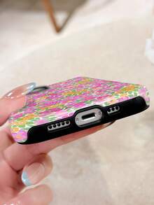 1件复古美式乡村碎花亮面二合一硬壳手机壳，适用于三星/11/12/13/14/15/16/17 Pro Max - 彩色 - 查看 5