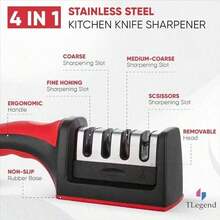 3-In-1 Knife Sharpener, Tungsten Steel Sharpening System, Suitable For Kitchen Knives, Easy Blade Maintenance - Silver - View 6