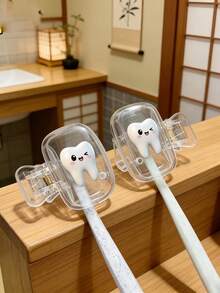 Juego de clips portátiles para cepillo de dientes con estampado de cara sonriente, protector de cepillo de dientes para el hogar, funda portátil para cepillo de dientes, estuche de almacenamiento de cepillo de dientes para viajes, clip protector de cabezal de cepillo de dientes portátil, clip de almacenamiento de cepillo de dientes, protector a prueba de polvo para cepillo de dientes, apto para uso doméstico y de viaje, clip de almacenamiento de cepillo de dientes para viajes, protege tu cepillo de dientes y mantiene la salud bucal - A - Ver 6