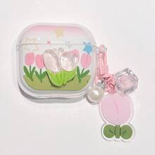 Hộp đựng tai nghe hình hoa tulip nơ thanh lịch kèm mặt dây chuyền, tương thích với Apple Pro/Thế hệ thứ 2, ốp bảo vệ tai nghe Pro 3, thiết kế tối giản dành cho nữ, hộp đựng 4 tai nghe. - Nhiều màu - Xem 5