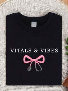 Coquette Vitals And Vibes Shirt, Funny Nursing Shirt, Gift For Nurse, Nurse Appreciation, Medical Student Shirts, Cute Stethoscope Tees  SG-2511-Unisex Loose - Fit Comfortable Vintage Street - Style Cotton T - Shirt Top - màu đen - Xem 7