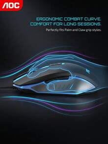 AOC Gaming Mouse, Four DPI Settings With One-Button Switching, Dynamic RGB Lighting Effects, Ergonomic Grip Design, Anti-Slip And Wear-Resistant E-Sports Mouse. - View 3
