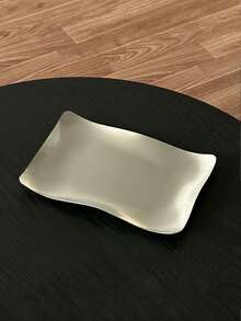 1 pieza Bandeja rectangular ondulada de acero inoxidable, plato de estilo industrial para cafetería, restaurante, postre, té de la tarde - Plateado - Ver 10