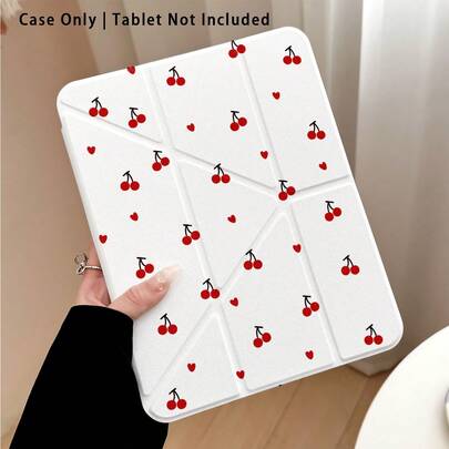 这款亚克力水晶平板电脑保护套带支架，饰有红色爱心、樱桃和彩色图案，兼容三星 A9/A9+/S9/S9FE/A11/A11+/S11/S10 FE/S10 FE+/S10 Lite、苹果 Air 5/6、荣耀、Matepad 等热门机型。可折叠设计，硅胶加固边角，支持自动唤醒/睡眠功能，内置笔槽，多角度可调节支架——完美日常保护，节日理想礼物。