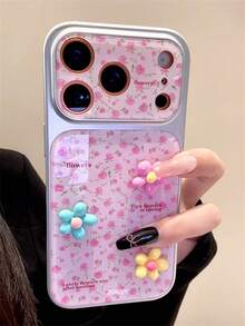 Y2K可爱3D立体玫瑰花手机壳，兼容 17 Pro Max、17 Pro、17、16 Pro Max、16 Pro、16、15 Pro Max、15 Pro、14 Pro Max、14 Pro，春季艺术硬壳防摔，送礼佳品 - 粉色 - 查看 3