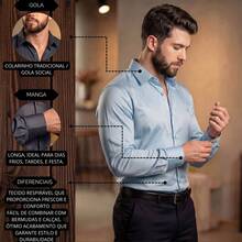 Men's Satin Shirt, Premium Fabric, Simple, Regular Fit, Button-Down - Verde - Ver 5