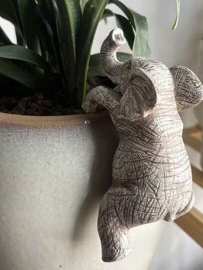 悬挂式花盆大象，送给大象爱好者的礼物，动物装饰雕塑，适用于家居、阳台、花园、花盆装饰