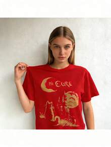 [Lunar Apex]Cure Tee, 90s Alt Rock, Unisex Shirt, Music Gifts, Lover Gifts, Cure Fan Gifts, Band Tee, Cure Graphic Tee100 Comfortable Cotton-Shirt - 紅色 - 查看 1