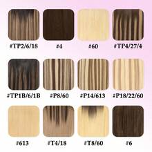 Bộ 7 lọn/bộ 115g Tóc nối kẹp liền mạch bằng tóc thật, hiệu ứng ombre vàng, chất liệu giả da PU, giúp tăng độ dày cho tóc. - S18/22/60 - Xem 6