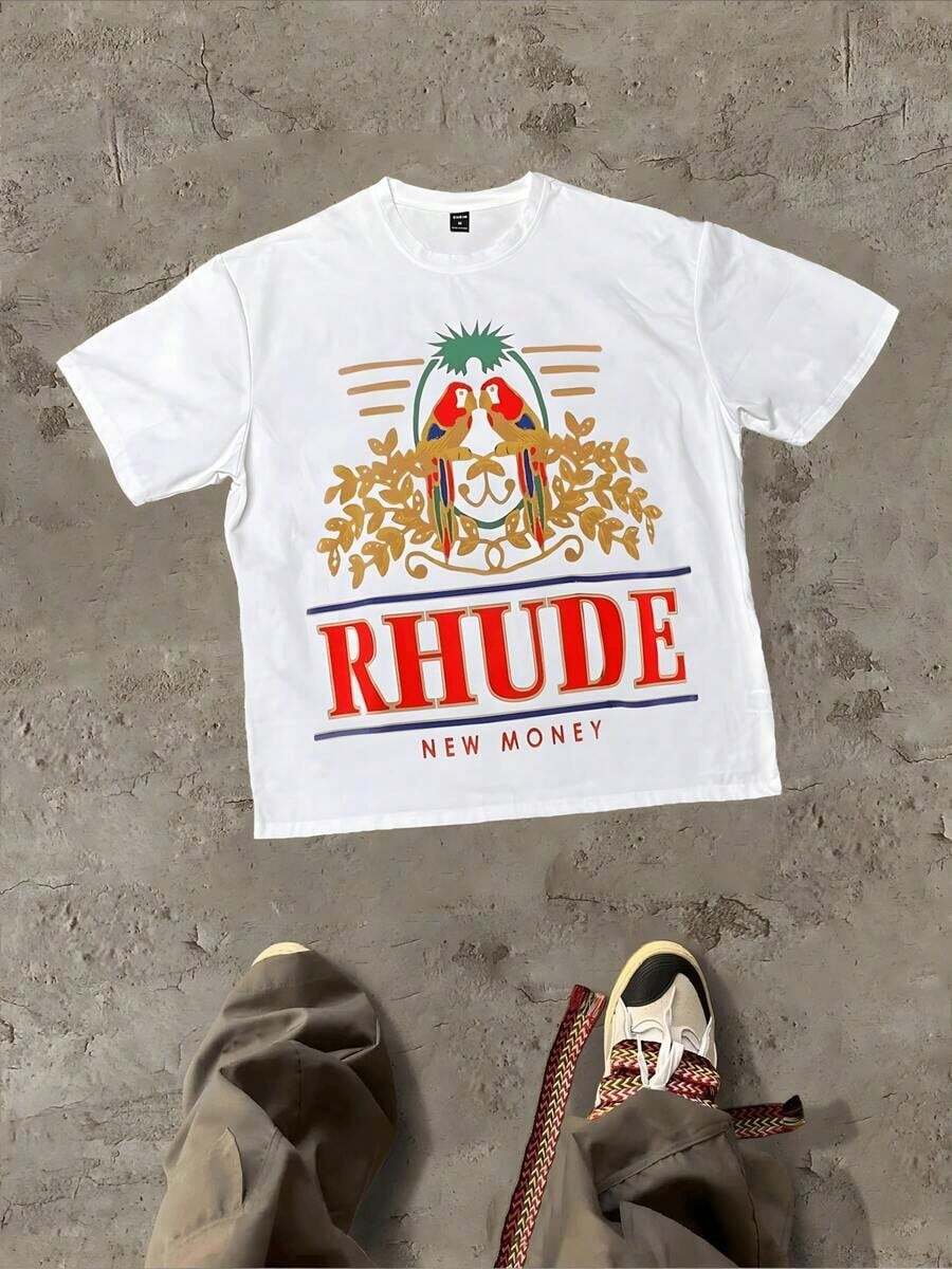 Rhude - Premium - - Tribute Men's - Shirt, Casual Soft Short Sleeve Cotton 220gsm - Shirt UNWM - Trắng 2 - Xem 1