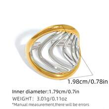 Uself 3 piezas/1 pieza Anillos ajustables de acero inoxidable enchapado para mujeres, joyería vintage, joyería de estilo occidental, marca para damas, regalo de vacaciones, hipoalergénico y resistente a la decoloración - Multicolor - Ver 10
