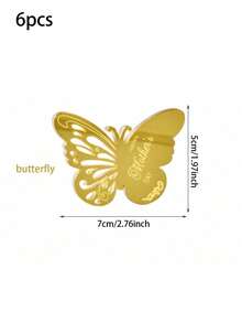 6个母亲节快乐纸杯蛋糕装饰插牌，金色镜面亚克力材质，蝴蝶和玫瑰爱心图案 - 母親節 - 查看 8