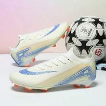 1 Đôi giày bóng đá nam không đường may mới, kiểu dáng cổ thấp, đinh dài, chống mài mòn và chống trượt, thích hợp cho học sinh, tập luyện và thi đấu, dành cho cả nam và nữ. - Màu be - Xem 1