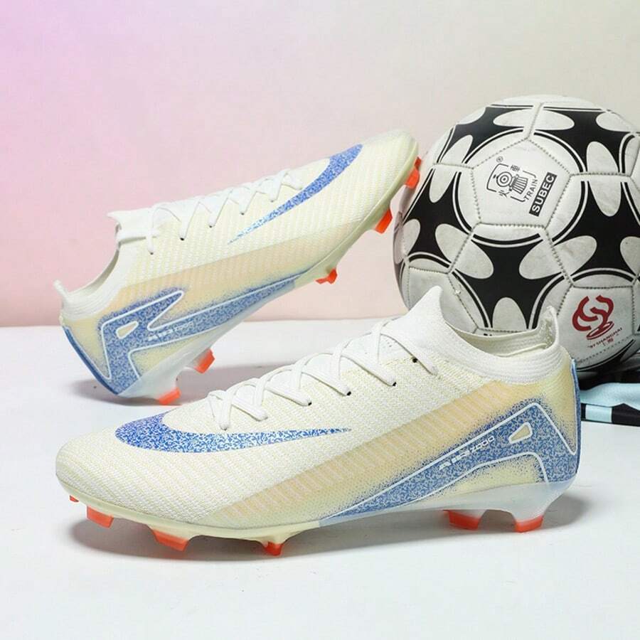 1 Đôi giày bóng đá nam không đường may mới, kiểu dáng cổ thấp, đinh dài, chống mài mòn và chống trượt, thích hợp cho học sinh, tập luyện và thi đấu, dành cho cả nam và nữ. - Màu be - Xem 1