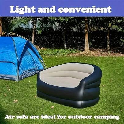 2-Person Inflatable Sofa For Camping And Outdoor Relaxation Durable PVC Material, Black, Lightweight & Easy To Carry For Patio, Lawn, Or Backyard Use