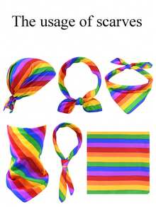 2/3/5件套 2026 LGBTQ骄傲派对彩虹蓬蓬裙套装，彩色羽毛头带，彩虹头巾，条纹袖套袜，节日舞台表演服装，骄傲月服装，“爱就是爱”宣言 - 彩色 - 查看 6