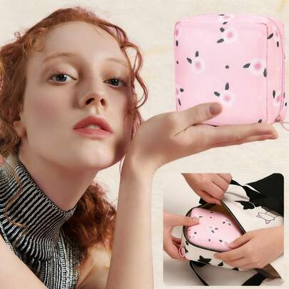 1 Portable Sanitary Napkin Storage Bag, Zipper Oxford Cloth Menstrual Pad Storage Bag, Fashionable And Practical Multi-Functional Travel Storage Bag - Perfect For Storing Toiletries, Sanitary Napkins, Lipsticks, Coin Purses, Portable Storage Bags, Travel Toiletry Bags (For Girls, Women), Cosmetics (For Teen Girls, Women), Back To School Season, Office Supplies, Christmas Holiday Gifts, Bohemian Style