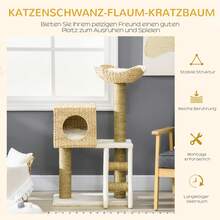 100.5cm Tall Cat Tree With Cave, Bed And Stairs, Sisal Scratching Posts And Cushions For Small Cats, Natural - Wood Color - View 5