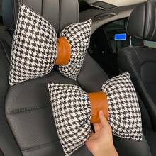 Fashionable Plaid Bow Car Headrest Neck Pillow, Suitable For All Seasons - Bow - View 4