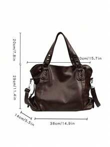 New Arrival Large Capacity Minimalist Casual Tote Bag - Coffee - View 5