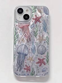 1pc Fashionable Jellyfish & Starry Sky Graphic Soft Glossy Transparent IMD Phone Case, Compatible With IPhone 16 Pro Max/16/16 Pro/16 Plus/15/15 Pro Max/15 Pro/11/12/13/14 Pro Max/11 Pro Max/12 Pro/12 Pro Max/13 Pro/13 Pro Max/14 Pro/14 Pro Max, Creative & Elegant - Multicolor - View 4
