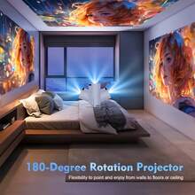 TUOGTCI F300 Projector, Android 11 Native, 720P HD, Supports 4K, 180° Rotation, Adjustable Focus Lens, Portable Home Theater, Suitable For TV Stick, USB, Smartphone, Applicable For Viewing, Gaming, Presentation - View 4
