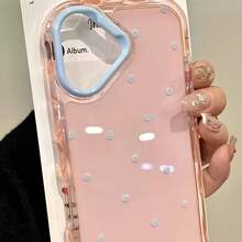 适用于 17/17 Pro/17 Pro Max/16/15/14/13/12/11 系列，1 件装 INS 果冻二合一波点图案时尚全包防震保护手机壳，适用于 17 Pro Max 手机，带卡槽手机壳 - 粉色 - 查看 3