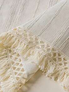 1片条纹亚麻薄纱窗帘，日式风格薄纱窗帘，适用于阳台、厨房、卧室窗户 - 1PC - 查看 5