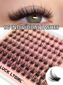 96片D型卷翘蓬松假睫毛簇，长度10-16毫米，浓密超轻盈，DIY单根嫁接睫毛 - D - 查看 1