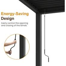 調整可能な金属製屋外日よけパーゴラ 12x20フィート カーテン＆ネット付き 雨樋システム ダークグレー 庭用 (12'x20'、黒色) - ブラック - チェックする 5