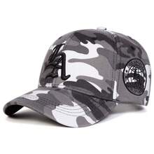 1pc Men's Gothic LA Letter Embroidery Camouflage Printed Baseball Cap, Fashionable Adjustable Sun Protection Casual Hat Suitable For Spring, Autumn Outings, Travel, Beach, Party - Multicolor - View 3