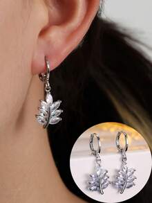 1对女士树叶形耳环，简约风格，适合作为礼物和日常佩戴 - 耳環 - 查看 5