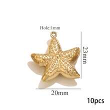 Bộ 10 mặt dây chuyền hình động vật và đại dương bằng thép không gỉ 304 mạ vàng 18K, gồm sao biển/vỏ sò/rùa/voi/cú, dùng để tự làm vòng cổ, vòng tay và trang sức. Không gây dị ứng và chống gỉ. - mặt dây chuyền - Xem 29