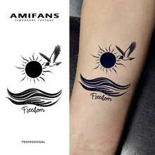 AMIFANS Sun & Wave Bird Temporary Tattoos, Semi-Permanent Tattoos, Last 1-2 Weeks, Durable Tattoo, Fruit Juice Tattoo, Realistic Tattoo, Romantic Tattoo, Fake Tattoo, Waterproof, Real Tattoo Appearance, Niche Design Tattoo, Fruit Tattoo, Plant Tattoo - Black - View 9