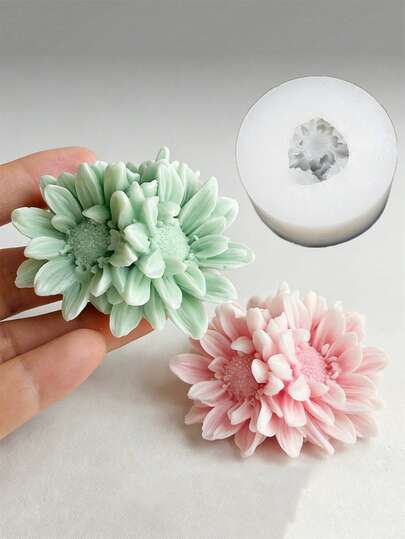 1pc 3D Chrysanthemum Blossom Flower Shaped Candle Cup Candle Holder Decoration Silicone Mold DIY Scented Gypsum Soap Epoxy Resin Drip Glue Crystal Mold Handmade Sunflower Daisy Floral Design Car Fragrant Stone Plaster Craft Making Concrete Clay Casting Mold Home Decor Gifts Ornaments Durable Mold