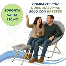 BREEZEE Silla de Luna Plegable Acolchada Incluye Reposapiés Diseño Portátil Fácil de Transportar Suave y Cómoda Ideal para Camping Oficina Home Office Moon Chair Super Cómoda Sillón Platillo - Verde - Ver 5