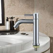 G1/2 拉丝不锈钢单冷水龙头洗脸盆水龙头扳手式浴室水龙头黑色现代不锈钢扳手式浴室洗脸盆水槽水龙头单冷水龙头 - 彩色 - 查看 9