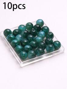 50pcs Dreamy Spring/Summer Galaxy Glitter Round Resin Beads, DIY Bracelet Jewelry Making Supplies - Multicolor - View 79