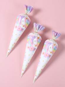 50个彩虹独角兽三角袋（配金色扎带），独角兽主题锥形礼品袋，独角兽生日派对礼品包装袋，婴儿派对装饰，性别揭晓派对装饰，婚礼装饰，新娘送礼会装饰，一周岁生日派对用品，糖果零食派对回礼袋，女宝宝派对用品，派对礼品 - 獨角獸B - 查看 6