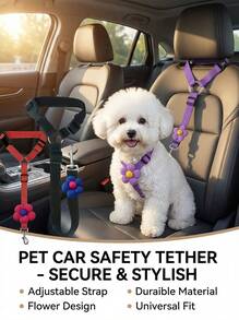 PETSIN 1 件装汽车安全狗安全带，宠物车用牵引绳，狗用安全带系绳，狗用安全带扣，狗用汽车安全带圣诞礼物 - 彩色 - 查看 6