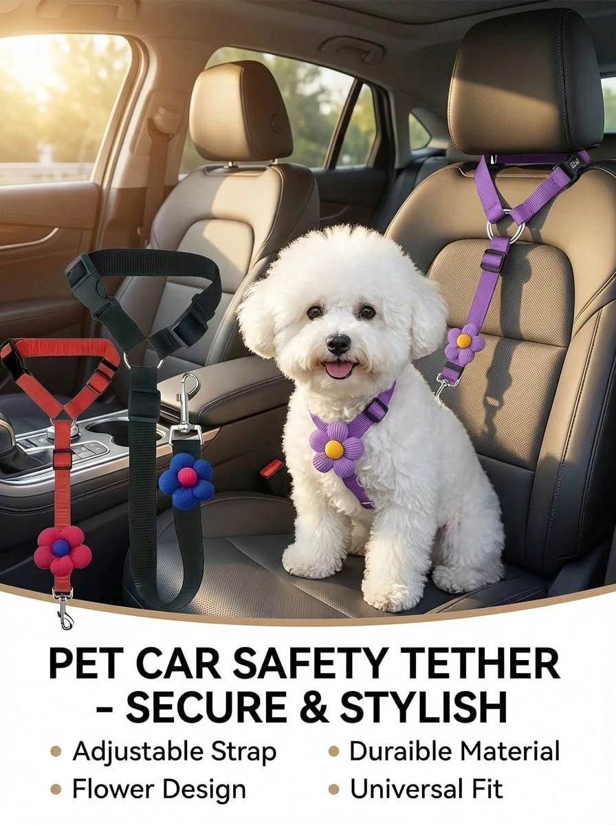 PETSIN 1 件装汽车安全狗安全带,宠物车用牵引绳,狗用安全带系绳,狗用安全带扣,狗用汽车安全带圣诞礼物 - 彩色 - 查看 1
