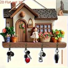 Wooden 2D "Home Sweet Home" Wall Decor Key Holder - Multicolor - View 7
