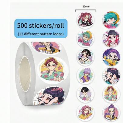 Hasbro Hasbro Cuộn 500 miếng dán K-Pop  - Hình dán hoạt hình Anime Graffiti, bao gồm các thiết kế ,  và Hổ dễ thương - Hình dán nhiều chất liệu dành cho điện thoại, máy tính xách tay, bình nước, hành lý và ván trượt - Lý tưởng cho sổ lưu niệm, đồ thủ công DIY, quà tặng tiệc tùng và đồ sưu tầm, hoàn hảo cho người hâm mộ anime K-Pop.