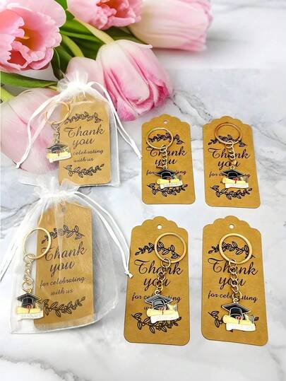 Móc khóa kim loại tốt nghiệp năm 2026 - Móc khóa truyền cảm hứng kèm thiệp cảm ơn, phù hợp cho nhiều dịp tốt nghiệp, chủ đề lễ hội, kỷ niệm các sự kiện đặc biệt, móc khóa hình chữ nhật dễ thương bằng hợp kim hình giọt dầu và mũ tốt nghiệp, quà tặng lễ tốt nghiệp, quà tặng mùa tốt nghiệp