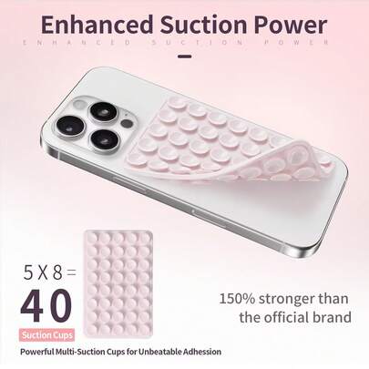 1 cái Giá đỡ điện thoại silicon hai mặt 40 điểm bám, giá đỡ điện thoại di động hình vuông có chức năng hút chân không, kẹp giữ điện thoại