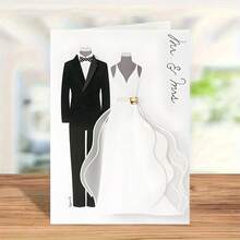 1 Set - Tarjetas de felicitación de boda divertidas con sobres, adecuadas para la novia y el novio, tarjetas de invitación de boda dulces, tarjetas de bendición de boda para amigos - Conjuntos - Ver 3